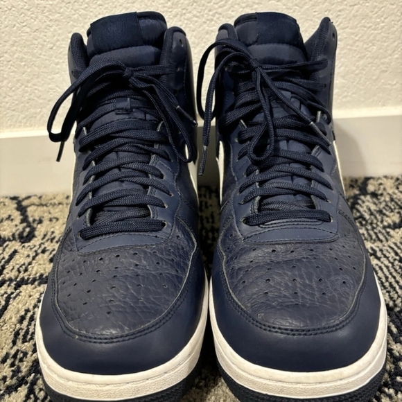 Nike Air Force Blue and White Leather High Top Sneakers Size 8 - Picture 7 of 7